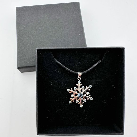 London Blue Topaz Fun and Festive Snowflake Necklace - Picture 13 of 13